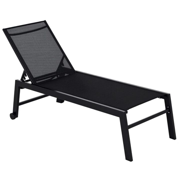 Hivvago Outdoor Chaise Lounge Recliner with Wheels