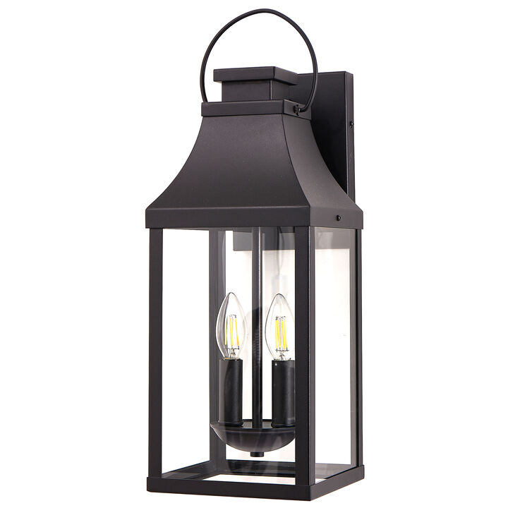 20" Modern Black Outdoor Wall Sconce Lantern &ndash; Weather-Resistant Exterior Light for Porch & Patio