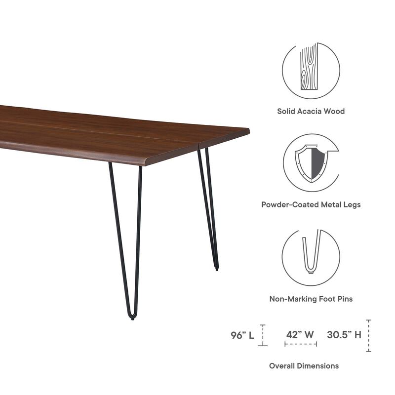 Modway - Ardor 96" Live Edge Acacia Wood Dining Table Black Walnut image number 9
