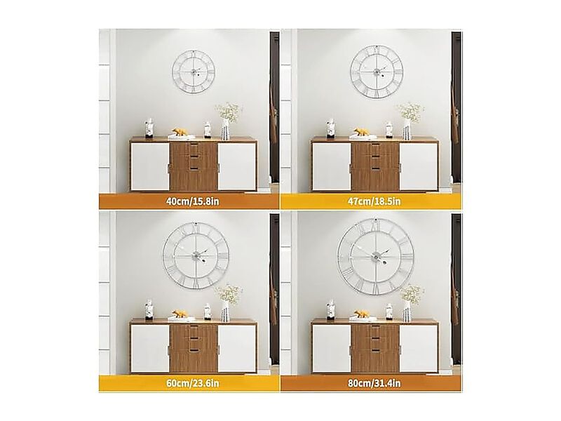 Large Wall Clock Silent Non Ticking Roman Numerals Vintage Battery Operated image number 2