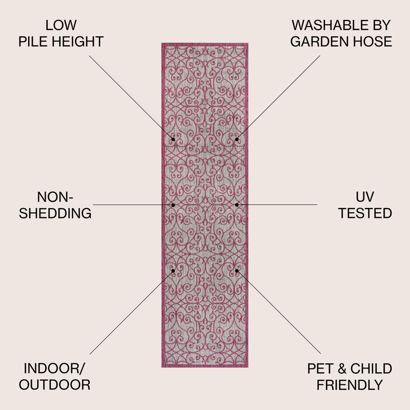 Madrid Vintage Filigree Textured Weave Indoor/Outdoor Area Rug