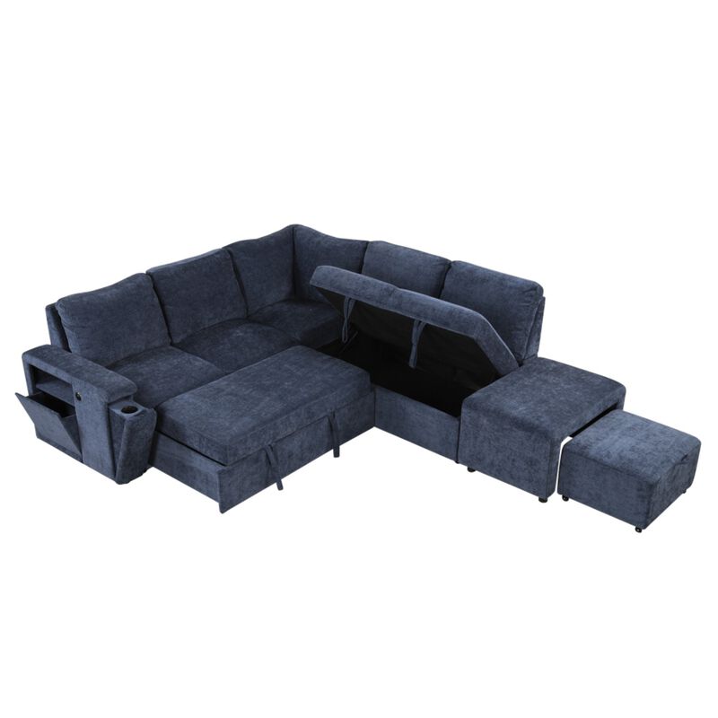 Gabdor L‑Shaped Pull‑Out Sectional Sofa Bed image number 8