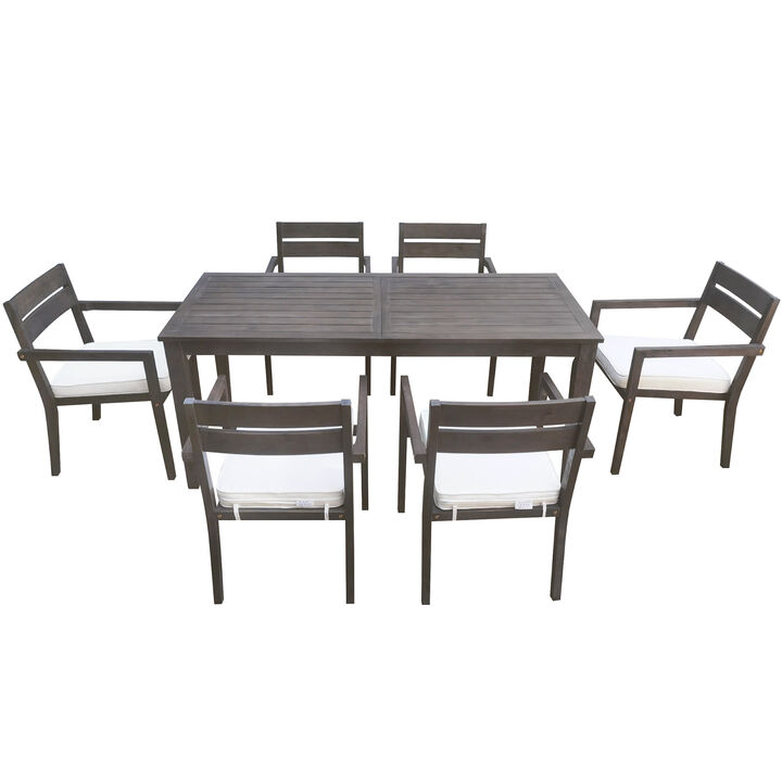 Whisen Acacia Wood Outdoor Dining Table And Chairs Suitable For Patio, Balcony Or Backyard - Burly Wood
