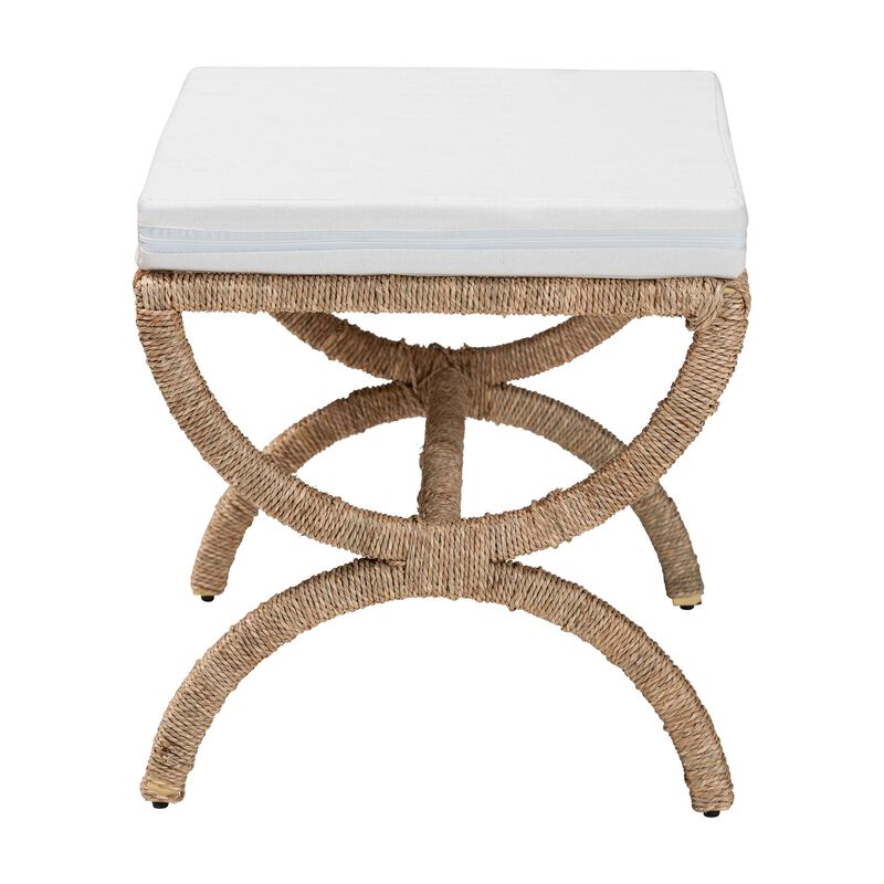 bali & pari Maliyah Japandi Natural Seagrass Ottoman