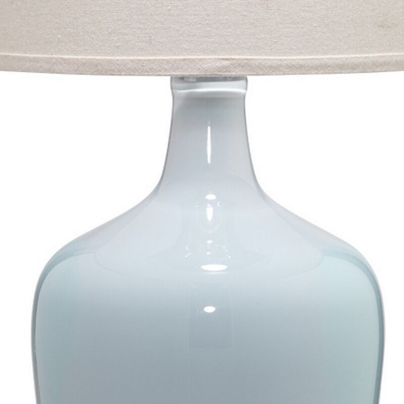 Table Lamp with Bellied Shape Ceramic Base, Gray-Benzara