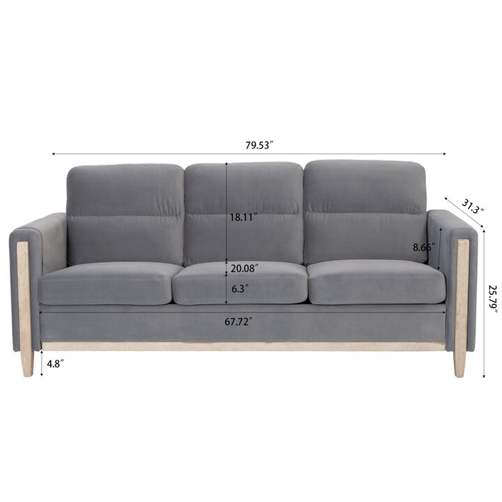 Comfortable Solid Wood Three-Seater Sofa - Soft Cushions, Durable and Long-lasting,79.5" Sofa Couch for Living Room