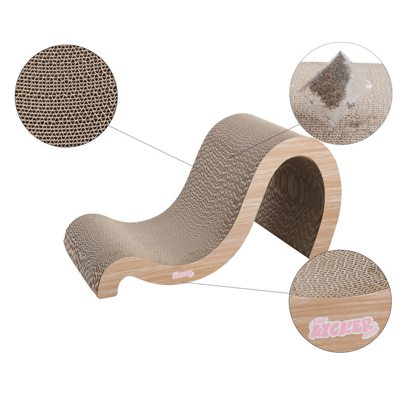 Kona Modern Cardboard Double-Sided Wave Cat Scratcher with Catnip