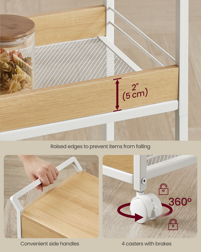 Mobile Utility Cart with Handles and Tabletop &ndash; 4-Tier Rolling Organizer for Compact Spaces and Daily Use