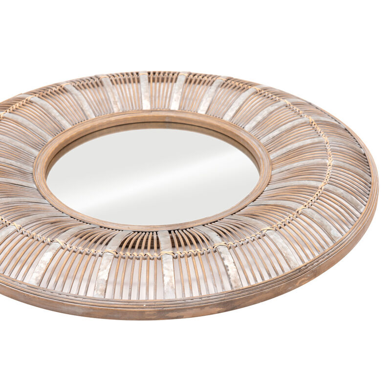 HomeRoots 32" Brown Round Accent Mirror image number 2