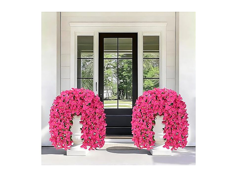 2 Pack Faux Artificial Bougainvillea Flowers Outdoors UV Resistant Outdoor Silk