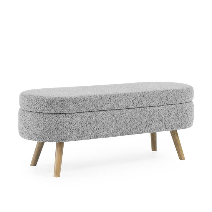TATEUS Footstool Ottoman with Storage with Rubber Wood Legs
