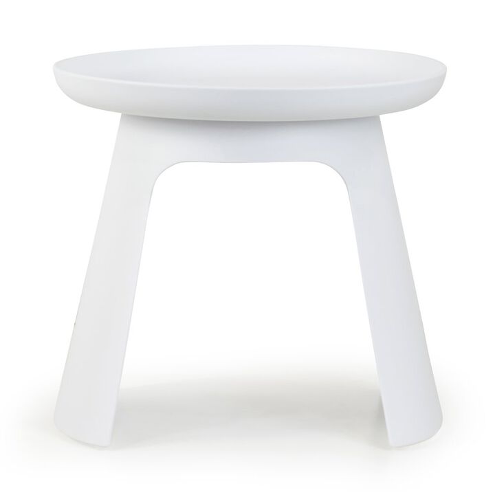 Glamour Home Balius White Plastic Round End Table