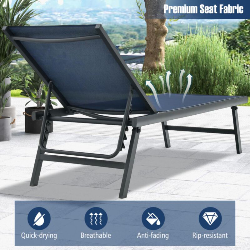 Hivvago 3 Pieces Patio Chaise Lounge Chair and Table Set for Poolside Yard