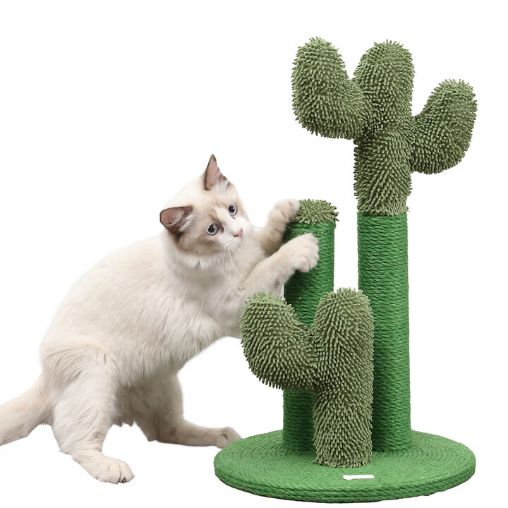 Marfa Modern Jute Triple-Cactus Cat Scratching Post with Fuzzy Toy