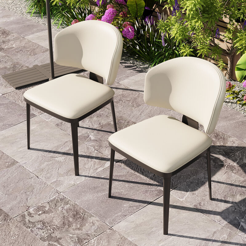 Leather Dining Chair with Metal Legs 2-piece 21.45" White