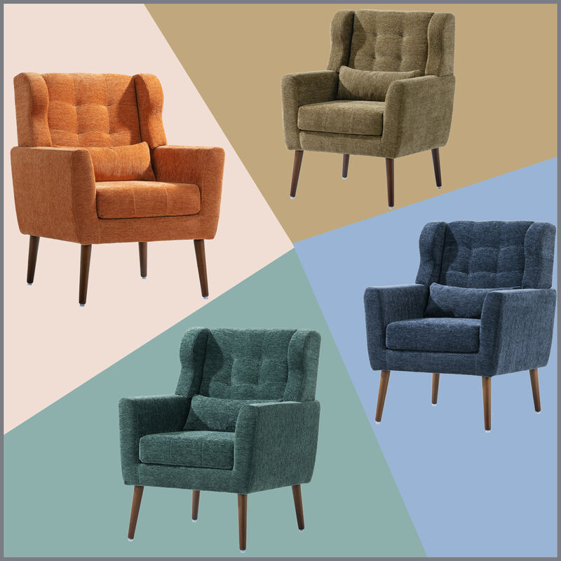 Streamdale Mid Century Modern Orange Upholstered Accent Chair image number 7