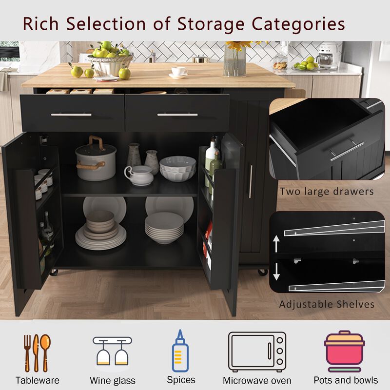 Merax Kitchen Storage Island Cart on Wheels