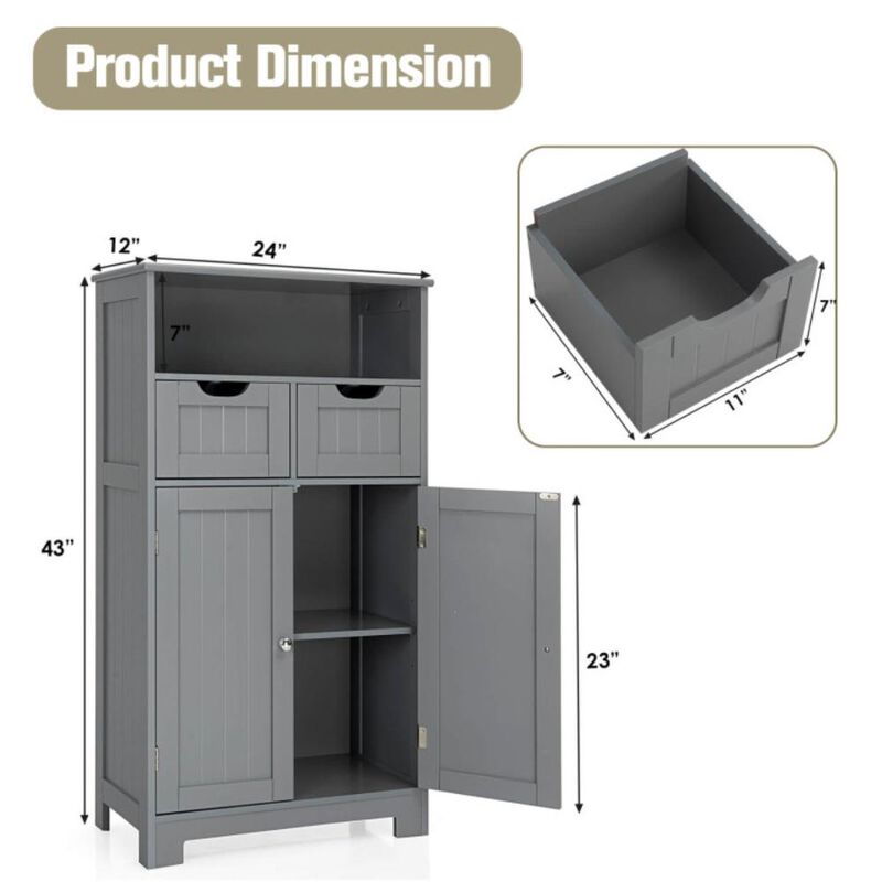 Hivvago Bathroom Wooden Side Cabinet  with 2 Drawers and 2 Doors