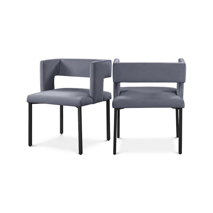 Meridian Furniture Caleb Grey Velvet Dining Chair, Set of 2