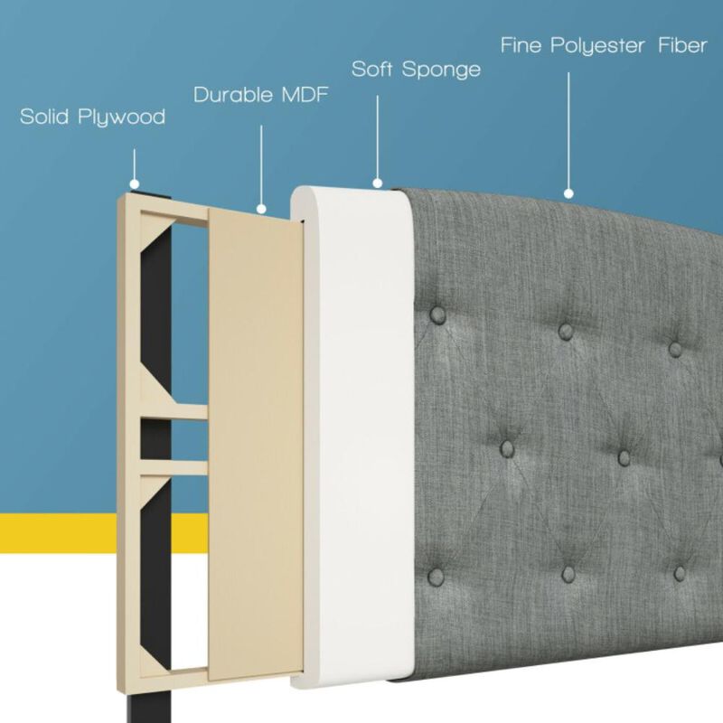 Hivvago Faux Linen Headboard with Adjustable Heights-Light