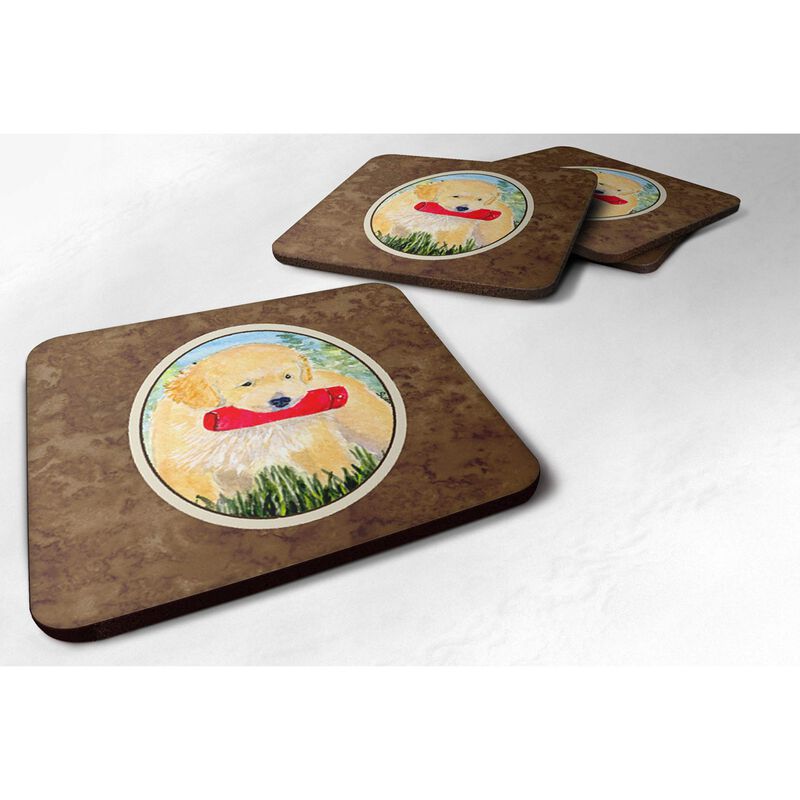 Caroline's Treasures SS8858FC Golden Retriever Foam Coasters (Set of 4), 3.5 H x 3.5 W, Multicolor image number 0