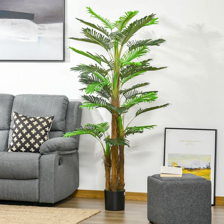 6ft Artificial Tropical Palm Tree, Faux Decorative Plant in Nursery Pot for Indoor or Outdoor DÃ©cor