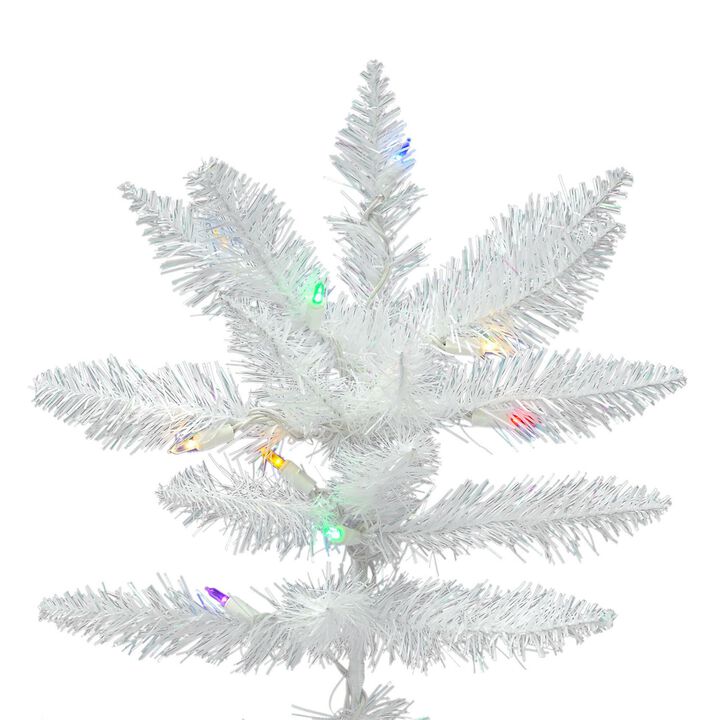 Vickerman 3.5' Sparkle White Spruce Artificial Christmas Tree, Multi-Colored LED Lights - Faux Spruce Christmas Tree - Seasonal Indoor Home Decor