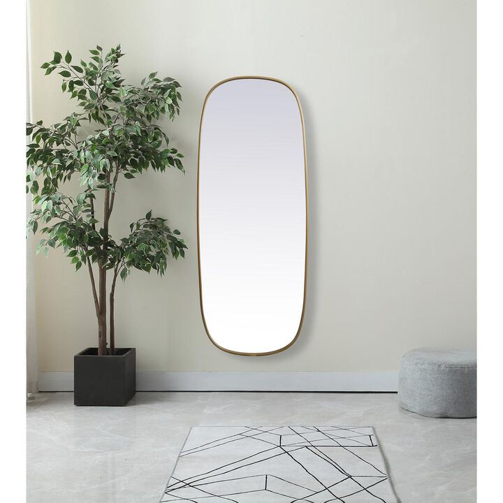 Elegant Decor Metal Frame Oval Mirror 24x60 Inch in Brass