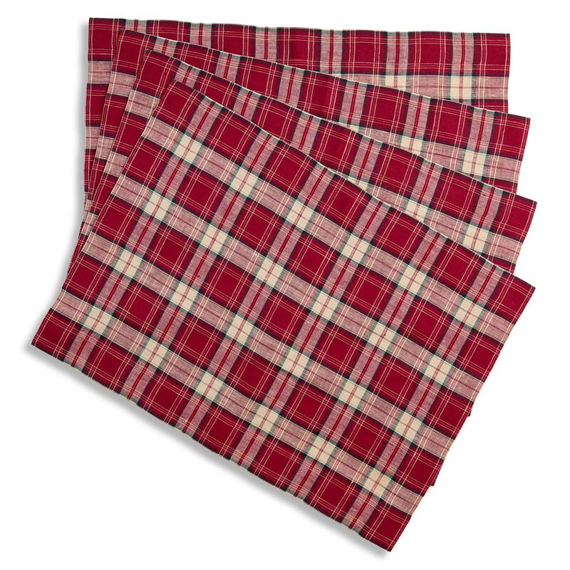 Solino Home 100% Pure Linen Plaid Placemats 14 x 19 Inch Set of 4 image number 0