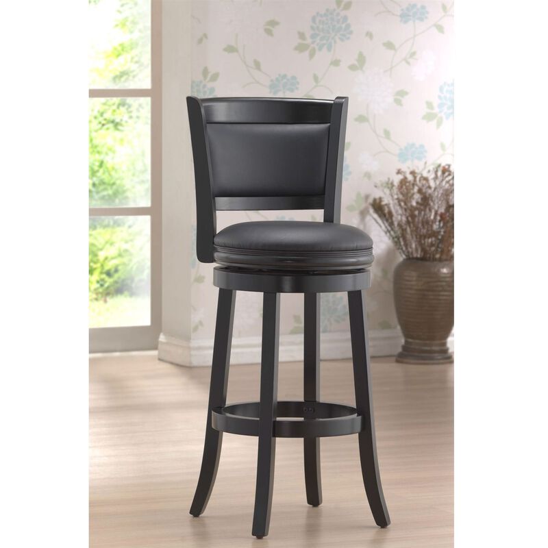 Hivvago Black 29-inch Swivel Seat Barstool with Faux Leather Cushion Seat