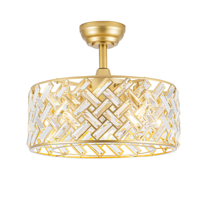 ELEMENT ACE Elegant Crystal Cage Ceiling Fan With Remote Control And Quiet Reversible Motor For Indoor Living Spaces