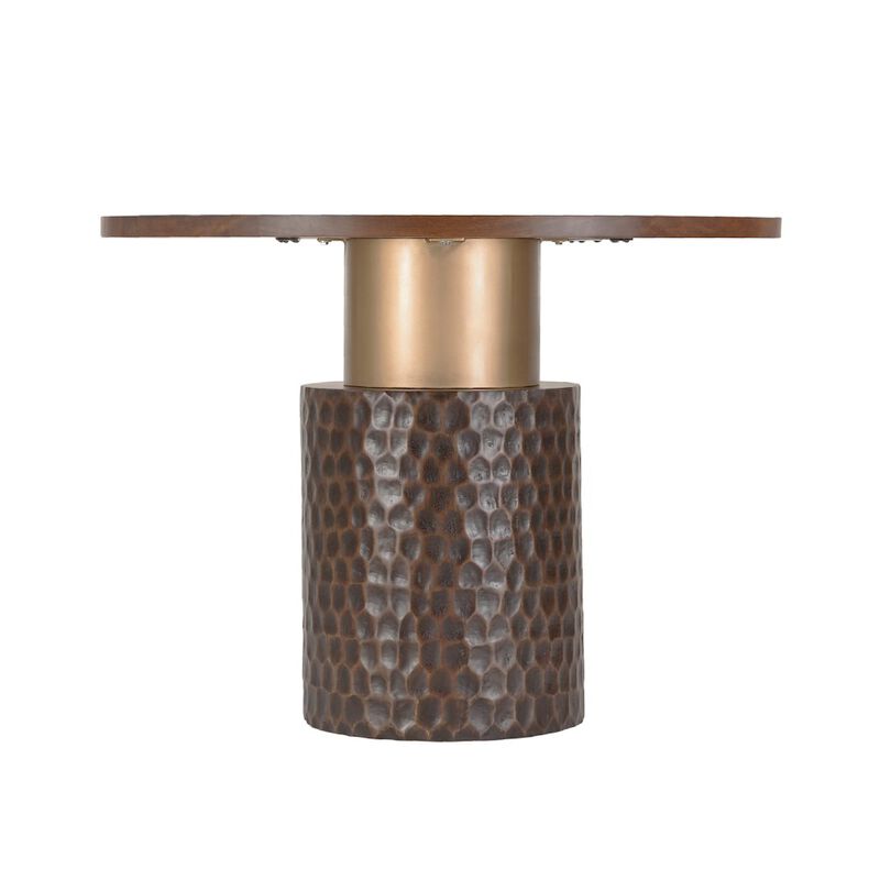 World Interiors Vallarta 48 Carved Gathering Table in Mango Wood with Two Toned Finish