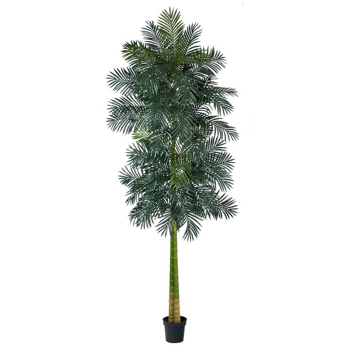 Hivvago 10 Feet Double Stalk Golden Cane Artificial Palm Tree