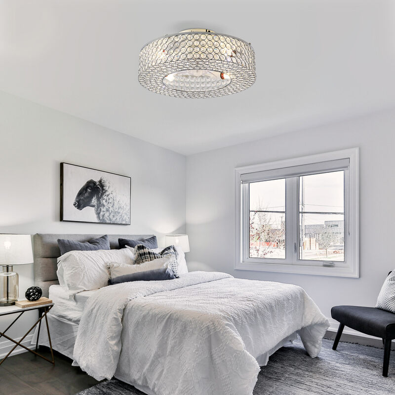 ELEMENT ACE Crystal Flush Mount Ceiling Fan with Remote Control and Light Kit image number 9