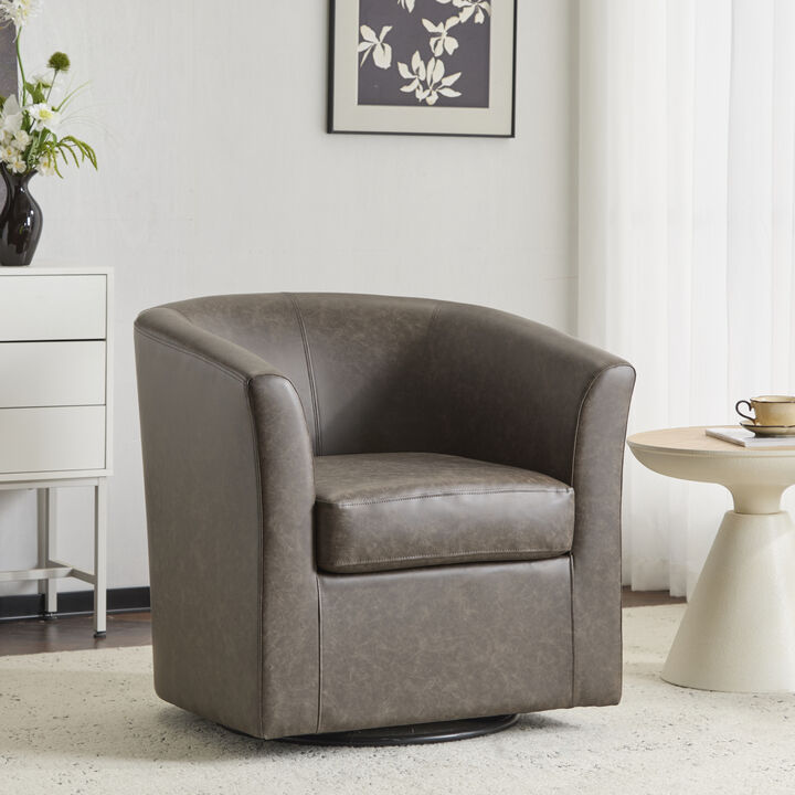 Christopher Knight Home Elio Contemporary Faux Leather Upholstered Swivel Club Chair