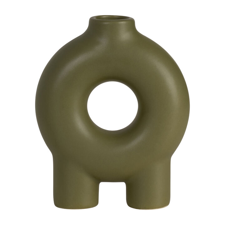 7" Donut Footed Vase, Olive