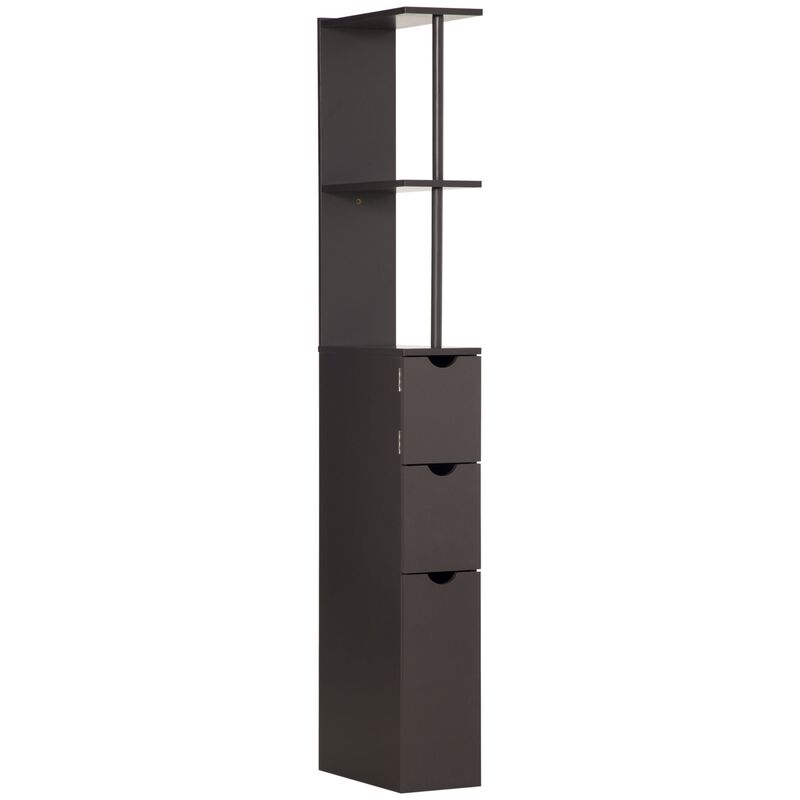 Brown Bathroom Storage: 2-Tier Freestanding Cabinet with Drawers