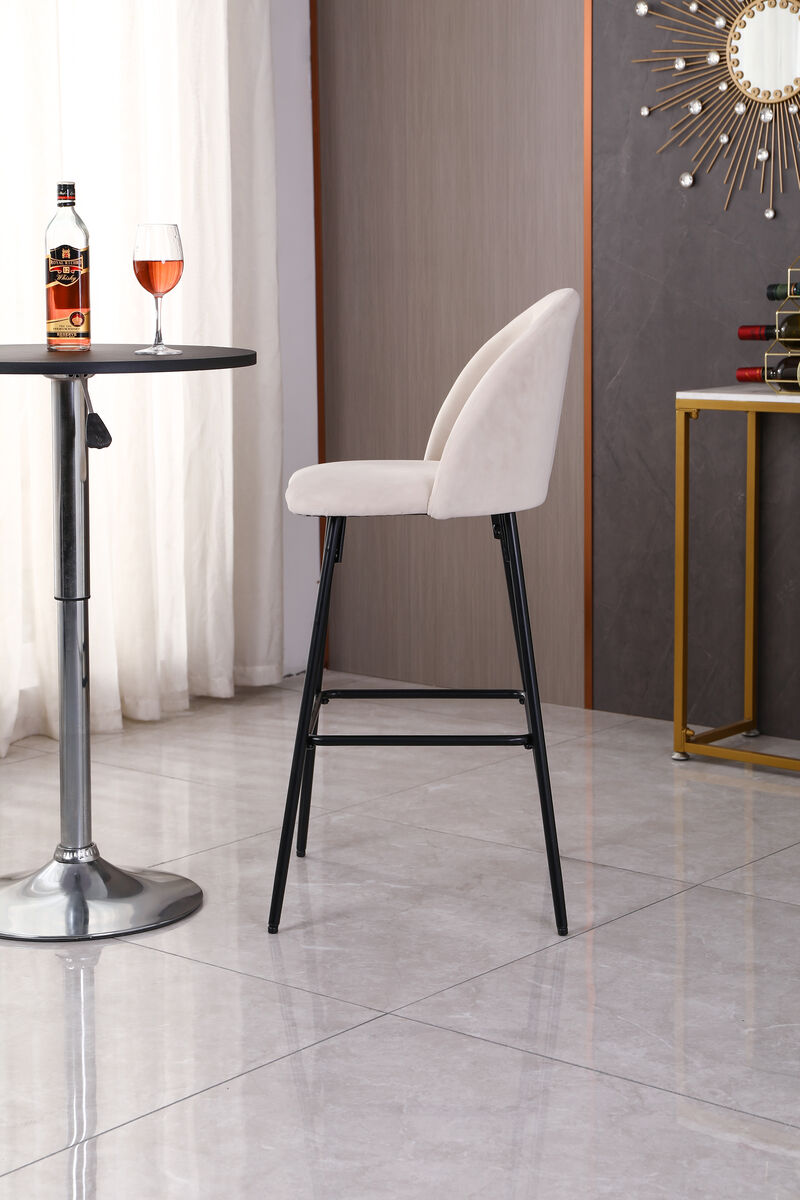 NILSSON Set of 2 Bar Stools in Metal and Velvet