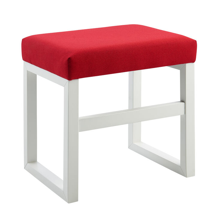 Teamson Home - Bellezza Kids Vanity Stool - White/ Coral Red
