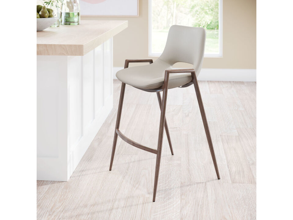 Desi Counter Stool (Set of 2) Beige & Walnut