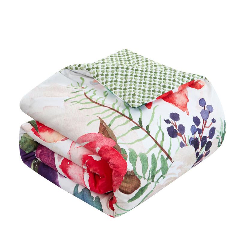 Chic Home Philia 9 Piece Reversible Comforter Set Floral Watercolor Design Bedding Sheet Set Decorative Pillows Shams Included Queen Multi
