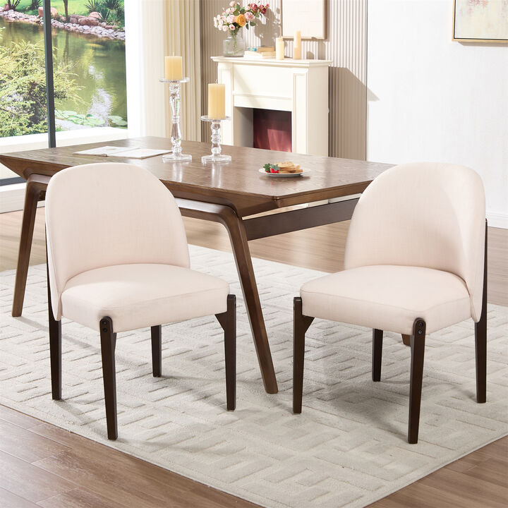 Wooden Dining Chairs Set of 2, Modern Fabric Upholstered Kitchen Chairs Side Chairs