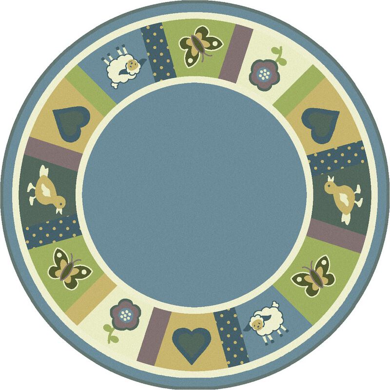 Joy Carpets Kid Essentials Baby Blues 5'4 Round Area Rug in Color Soft