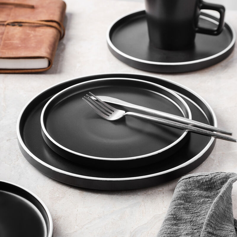 Stone Lain Allison Stoneware 32 Piece Dinnerware Set, Black