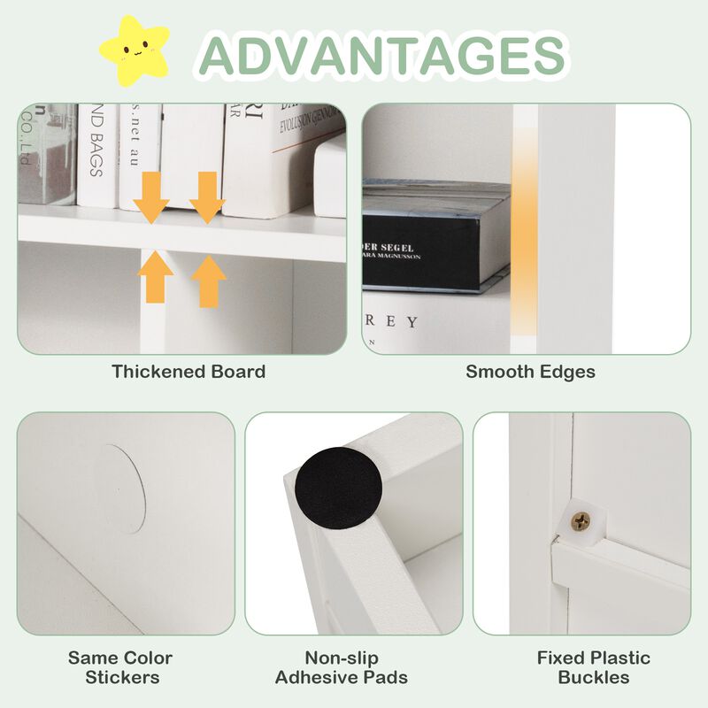 Kids 2-Shelf Bookcase 5-Cube Wood Toy Storage Cabinet Organizer