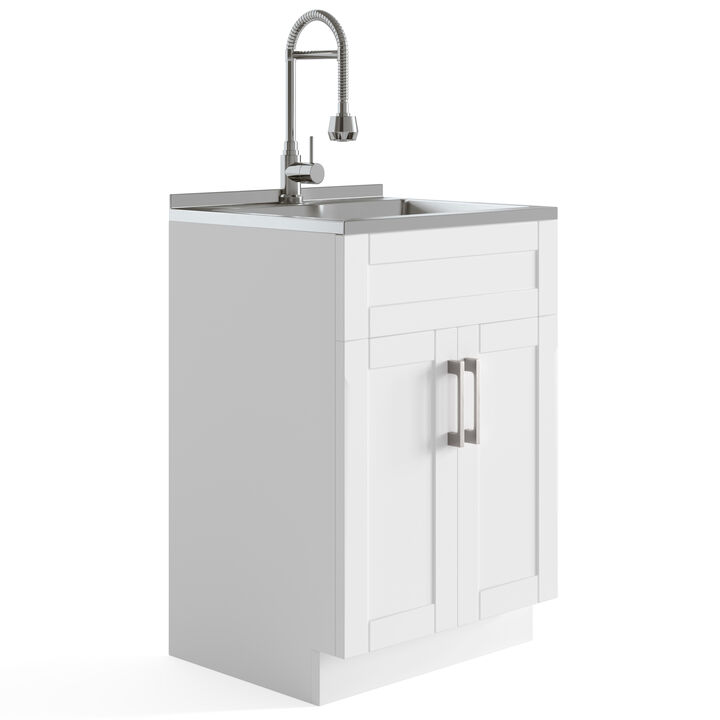 Simpli Home Hennessy All-In-One Laundry Utility Sink and Cabinet