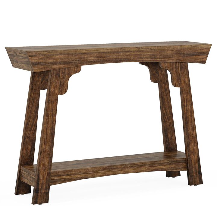 Tribesigns Farmhouse 2-Tier Wood Console Table with Storage Shelf