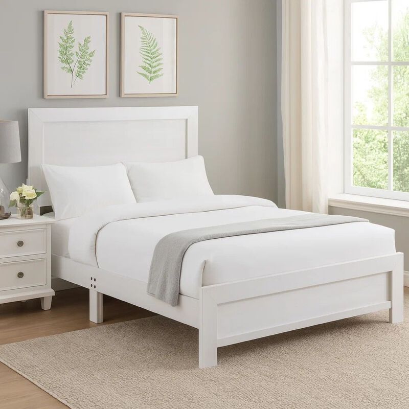 Eby King Size Bed, Rustic Farmhouse Style, White Finish Wood Veneer image number 6