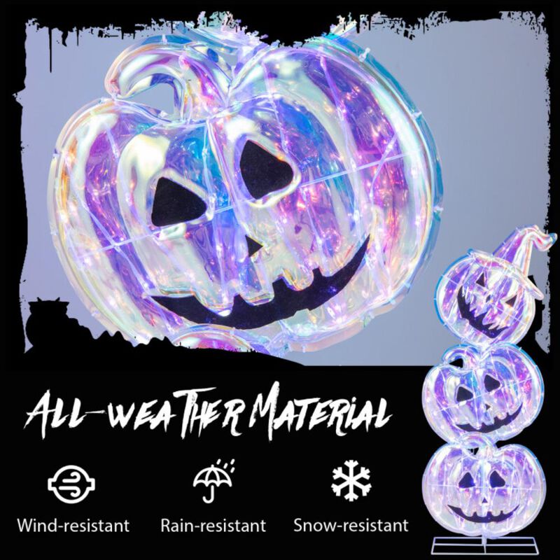 Standing 150 LED Lighted Pumpkin Halloween Decoration with Base image number 4