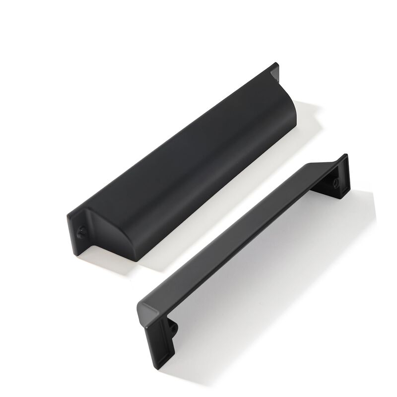 ZAUYX 2 Pack 3-3/4 Inch Center to Center Matte Black Cabinet Cup Pulls Drawer Pulls Kitchen Hardware Channing Cup Pulls Drawer H